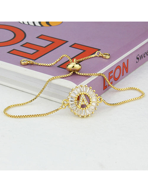 Fashion C 26 Letters Bracelet With Copper Inlaid Zirconium