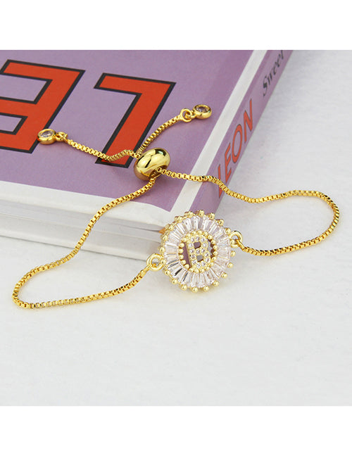 Fashion C 26 Letters Bracelet With Copper Inlaid Zirconium