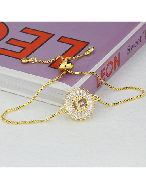 Fashion C 26 Letters Bracelet With Copper Inlaid Zirconium