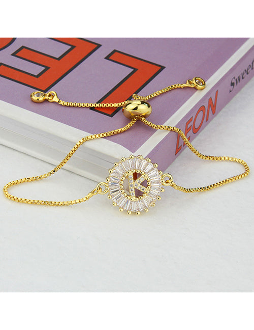 Fashion C 26 Letters Bracelet With Copper Inlaid Zirconium