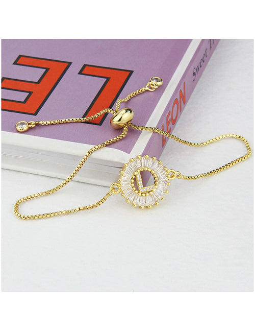 Fashion C 26 Letters Bracelet With Copper Inlaid Zirconium