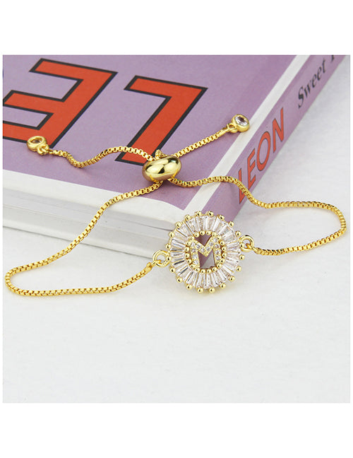 Fashion C 26 Letters Bracelet With Copper Inlaid Zirconium