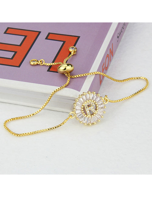 Fashion C 26 Letters Bracelet With Copper Inlaid Zirconium