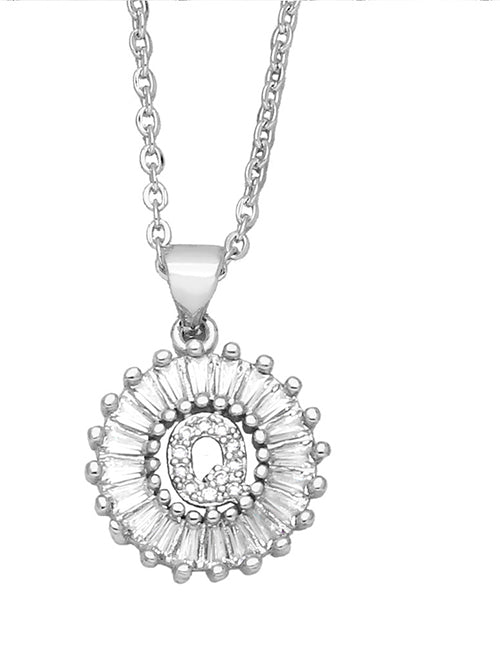 Fashion A 26 Letter Necklace With Brass And Diamonds