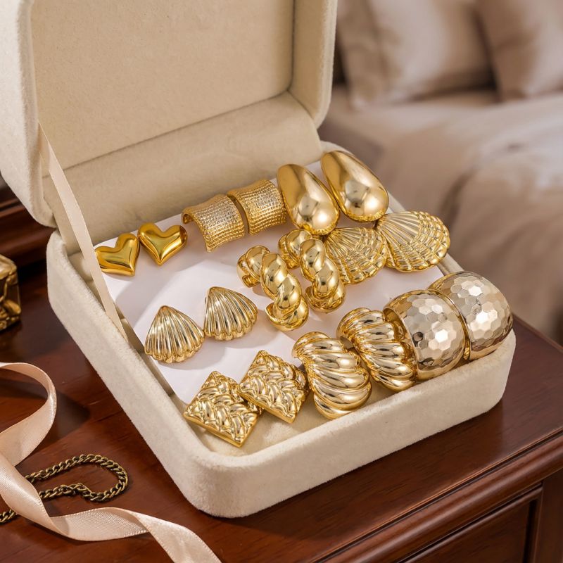 Set 1# Alloy Heart Irregular Earring Set