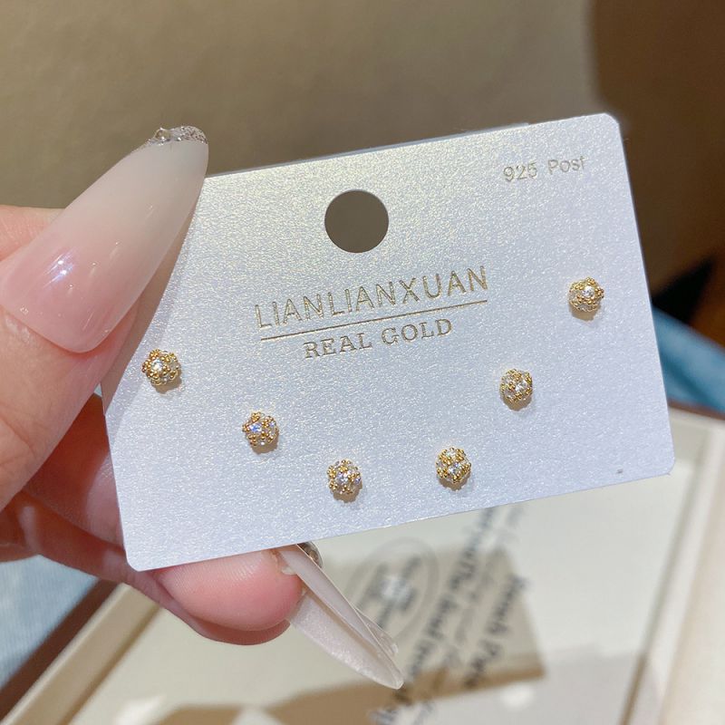 Set 3# Copper And Diamond Earring Set