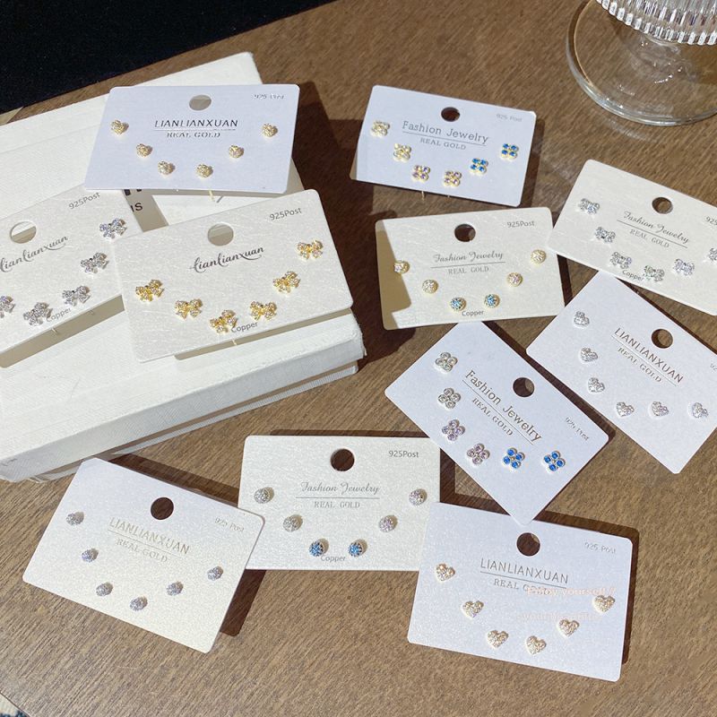 Set 3# Copper And Diamond Earring Set