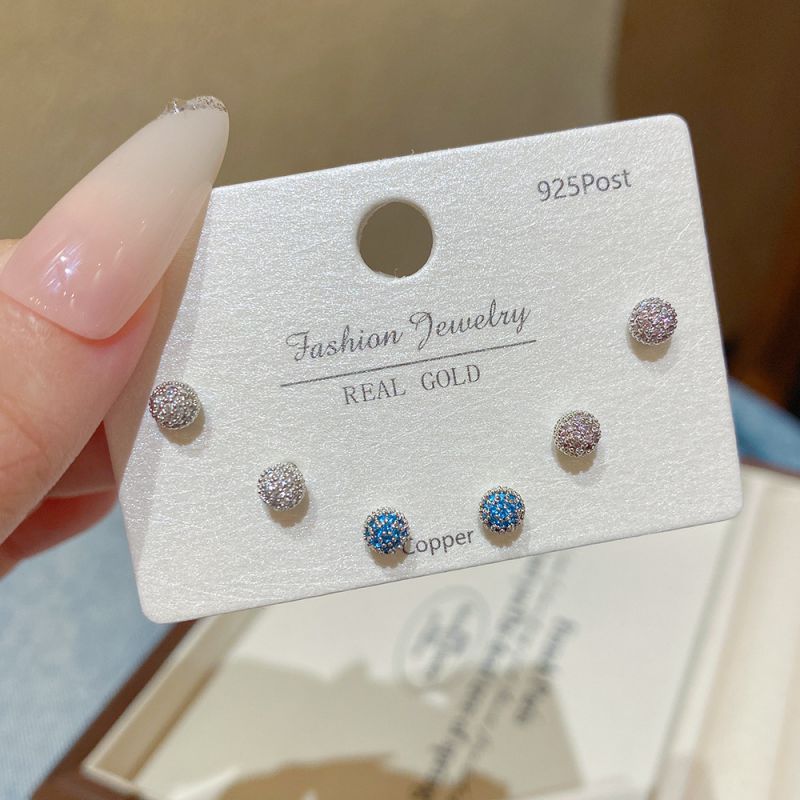 Set 3# Copper And Diamond Earring Set