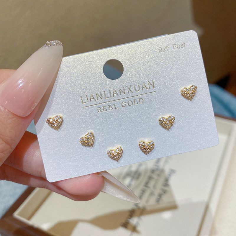 Set 3# Copper And Diamond Earring Set