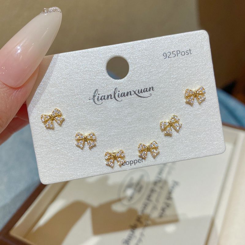 Set 3# Copper And Diamond Earring Set