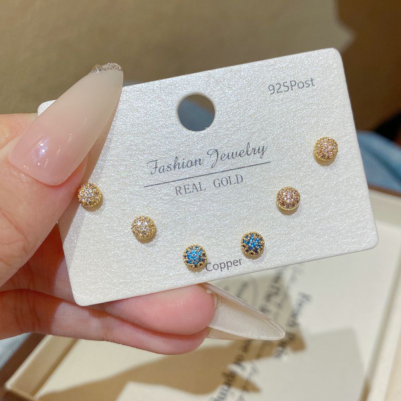 Set 3# Copper And Diamond Earring Set