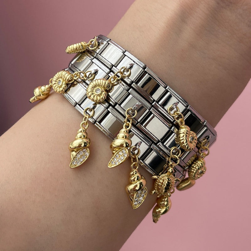 Silver 1 Zirconium-inlaid Ocean Series Titanium Steel Cube Model Bracelet