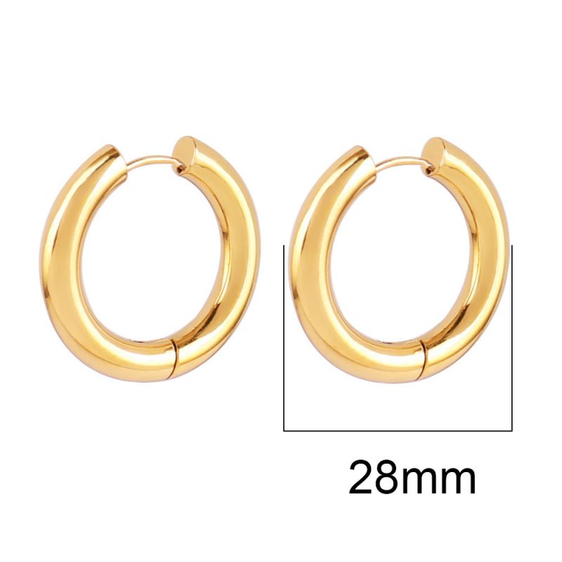 Silver 22mm Stainless Steel Round Earrings