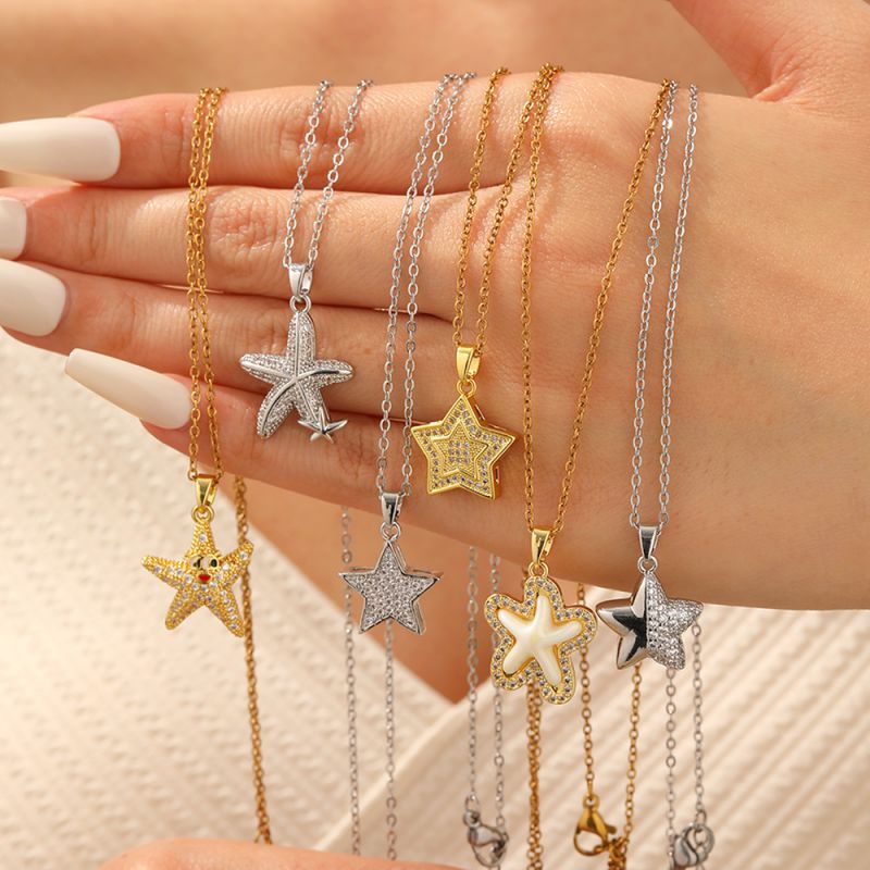 Silver 304 Stainless Steel Five-pointed Star Necklace