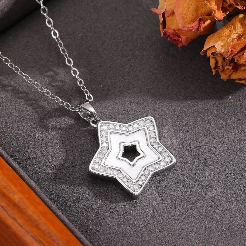 Silver 304 Stainless Steel Five-pointed Star Necklace