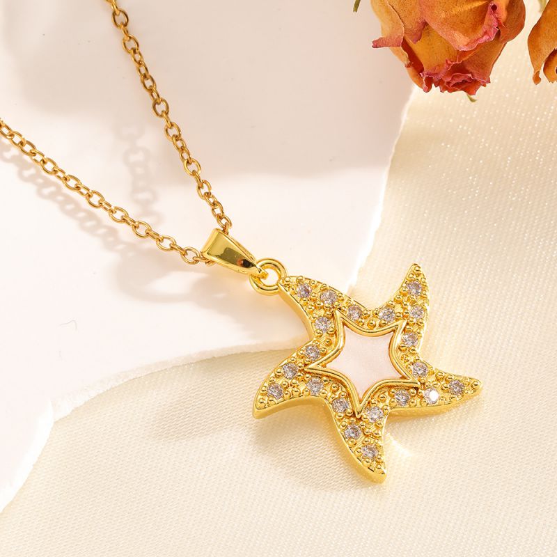 Silver 304 Stainless Steel Five-pointed Star Necklace