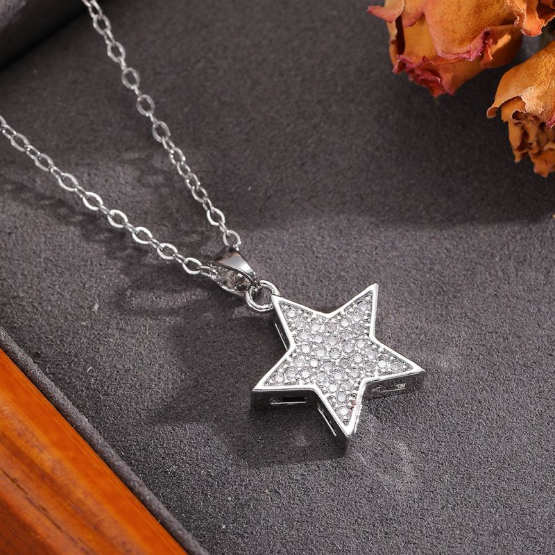 Silver 304 Stainless Steel Five-pointed Star Necklace