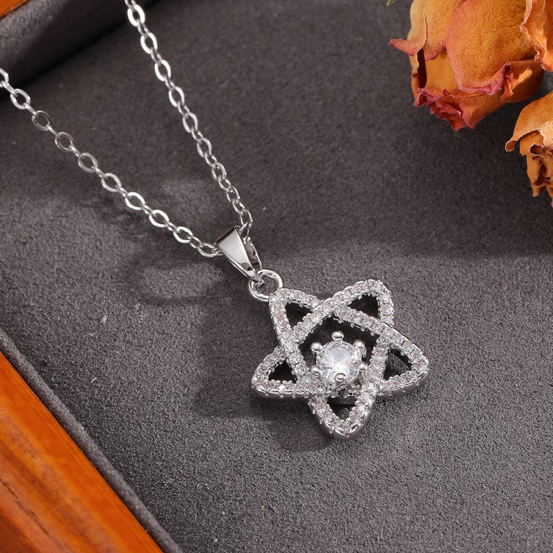 Silver 304 Stainless Steel Five-pointed Star Necklace