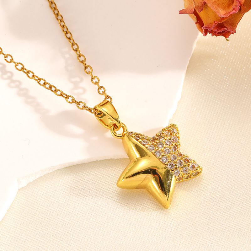Silver 304 Stainless Steel Five-pointed Star Necklace