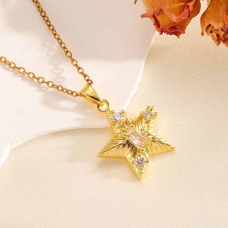 Silver 304 Stainless Steel Five-pointed Star Necklace