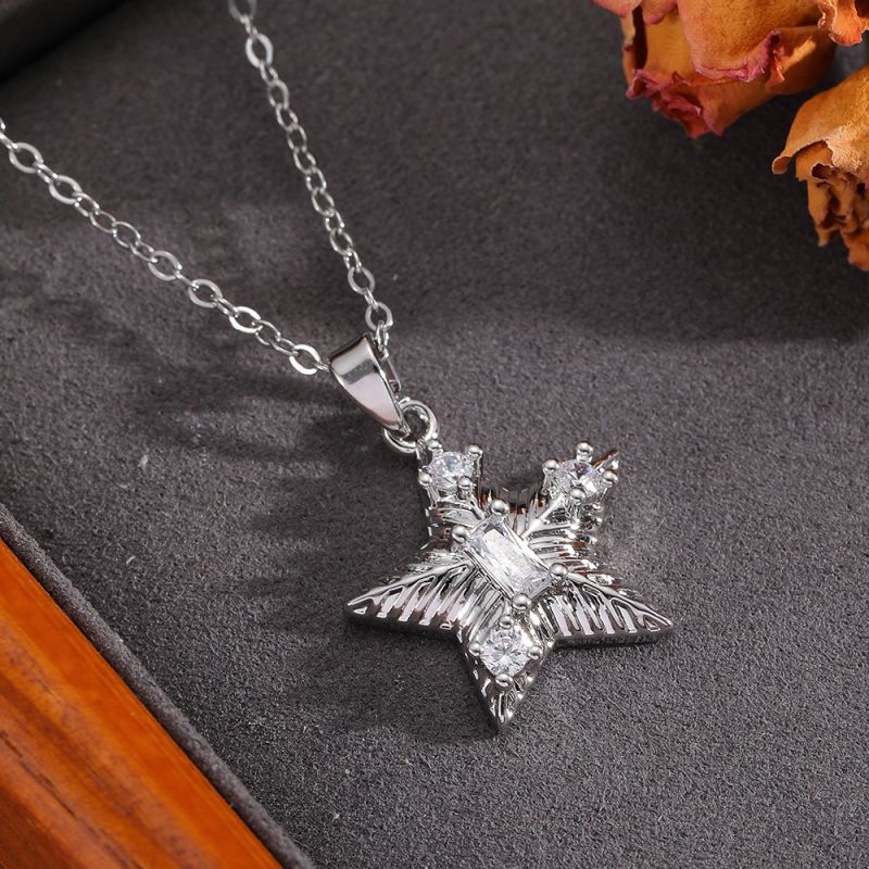 Silver 304 Stainless Steel Five-pointed Star Necklace