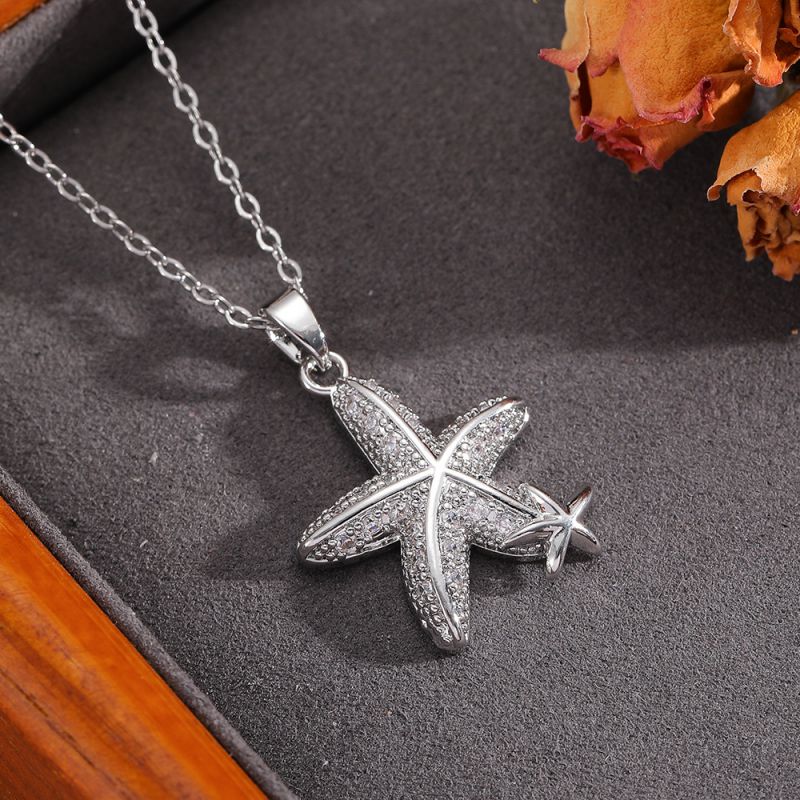 Silver 304 Stainless Steel Five-pointed Star Necklace