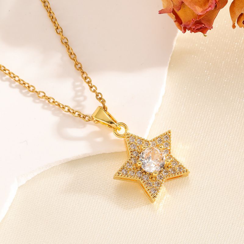 Silver 304 Stainless Steel Five-pointed Star Necklace