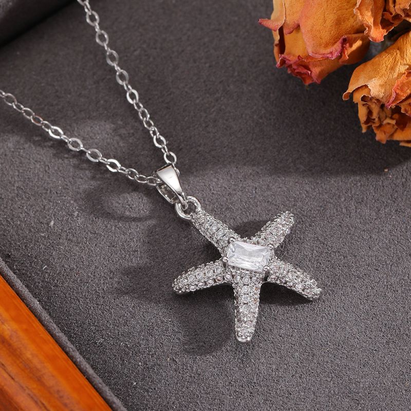 Silver 304 Stainless Steel Five-pointed Star Necklace