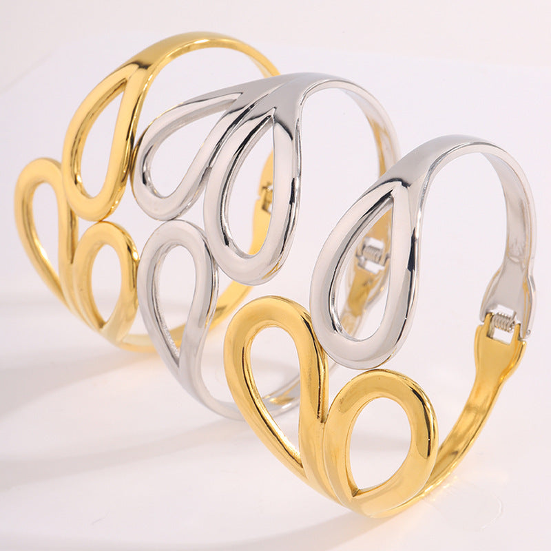 Silver Openwork Teardrop Bracelet Stainless Steel Hollow Teardrop-shaped Bracelet