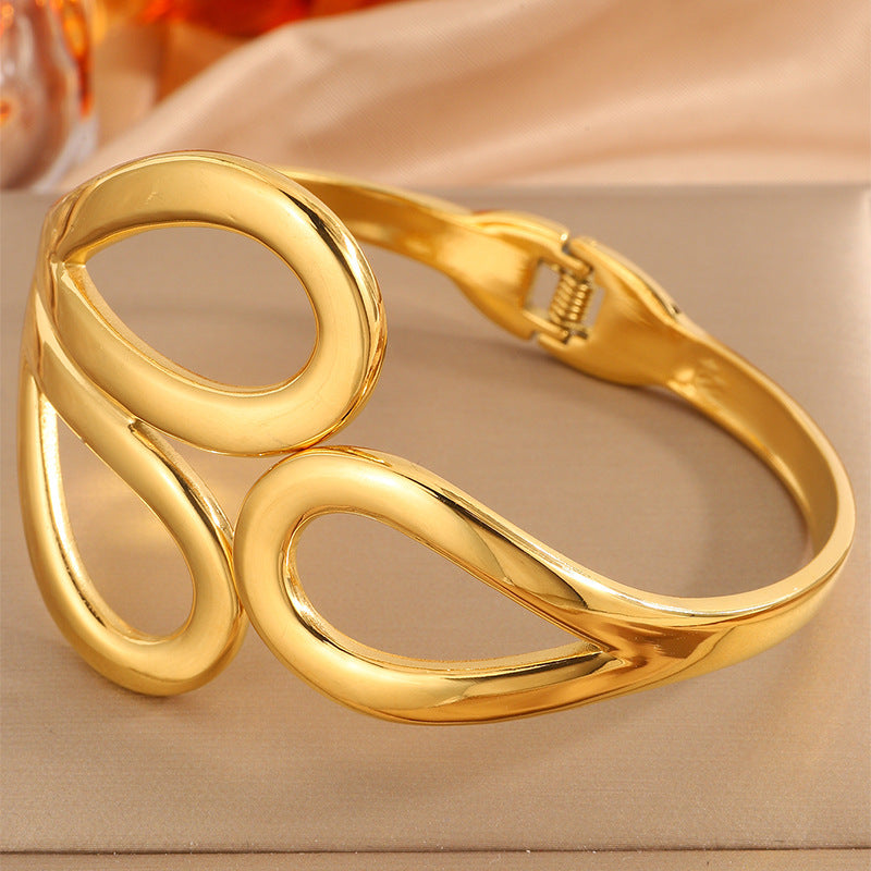 Silver Openwork Teardrop Bracelet Stainless Steel Hollow Teardrop-shaped Bracelet