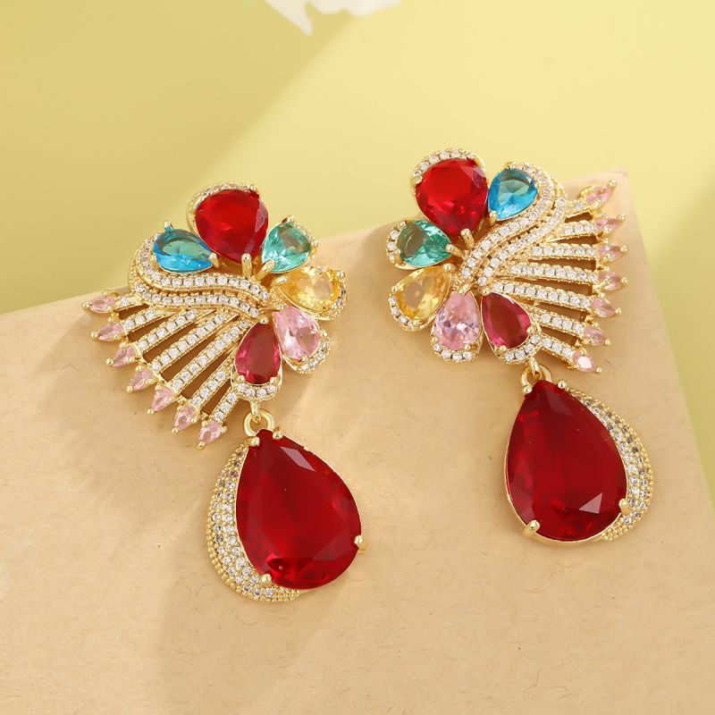 Silver Rose Copper And Diamond-encrusted Flower Earrings