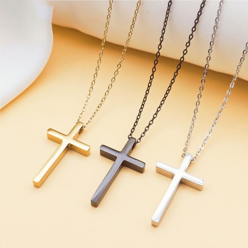 Silver Stainless Steel Cross Necklace