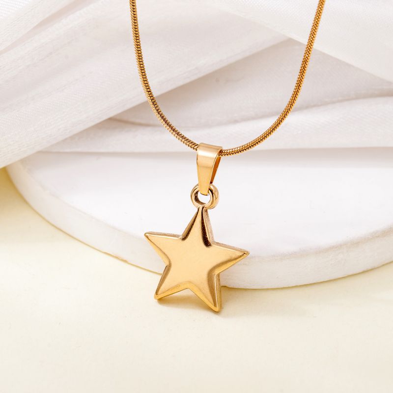 Silver Stainless Steel Five-pointed Star Necklace