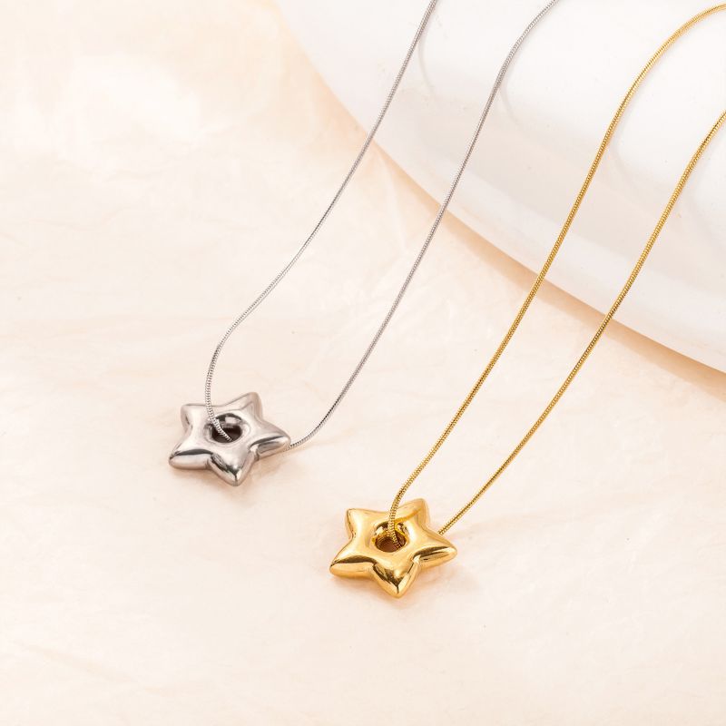 Silver Stainless Steel Star Necklace