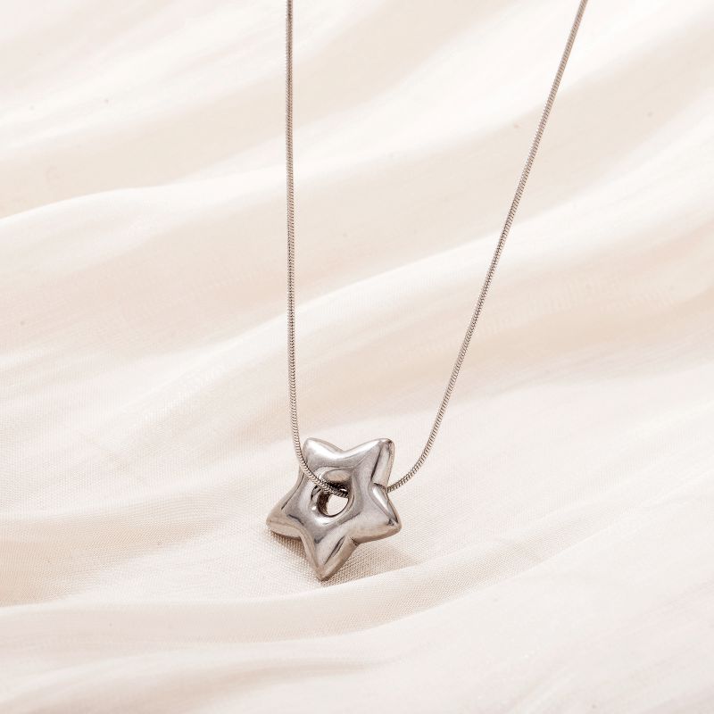 Silver Stainless Steel Star Necklace