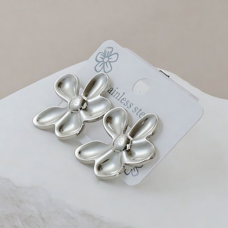 Silver Style 19 Stainless Steel Irregular Earrings