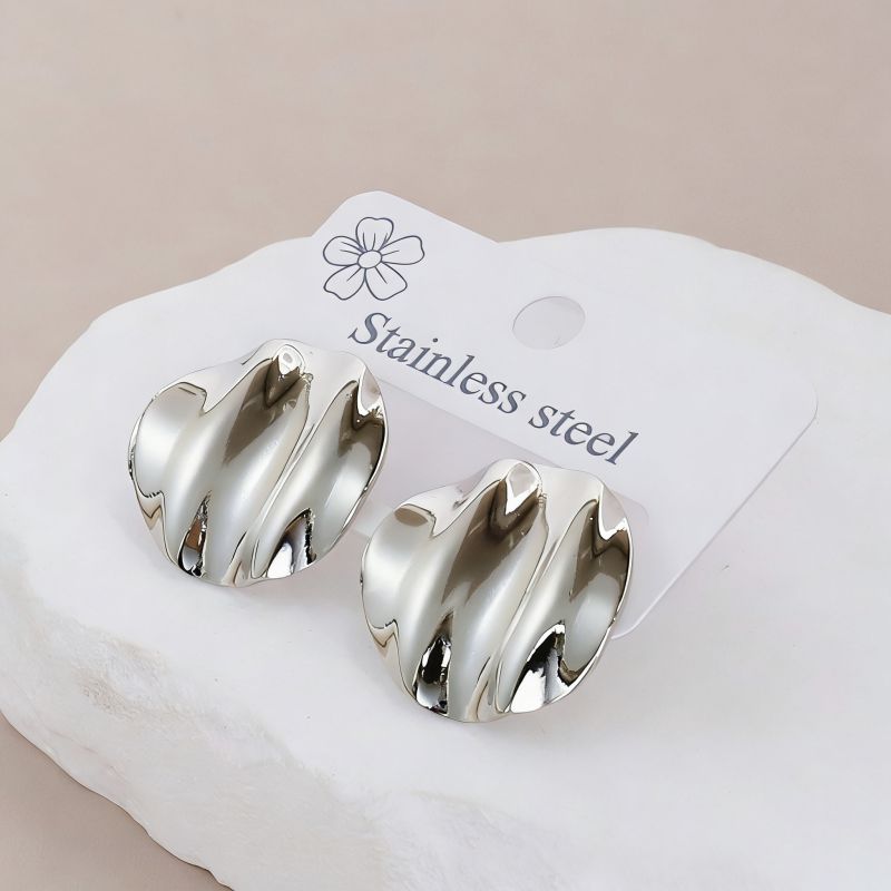 Silver Style 19 Stainless Steel Irregular Earrings