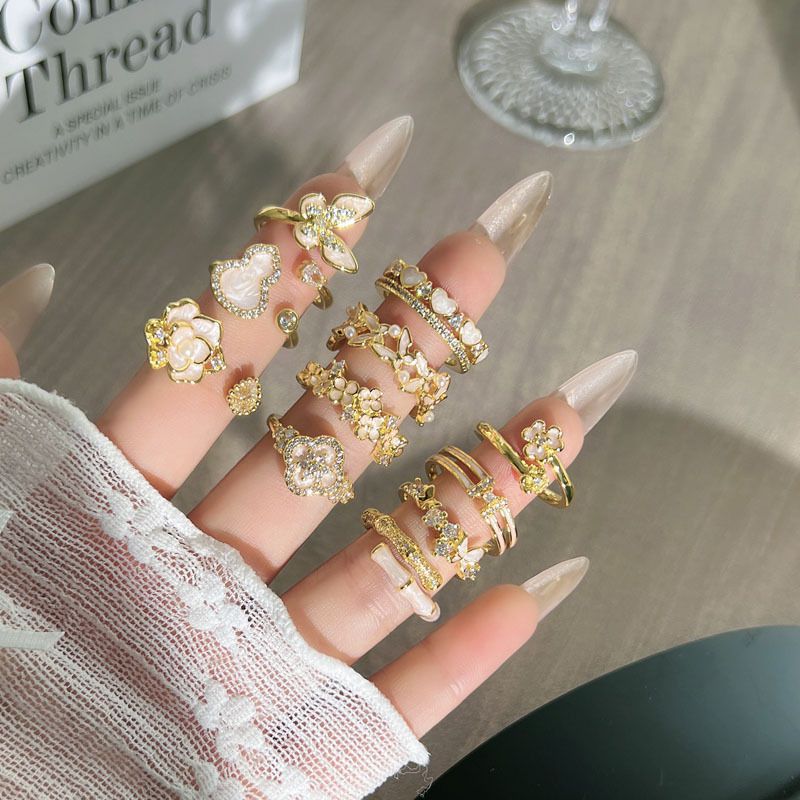 Size 1 Open Ring Copper Drip Flower Ring