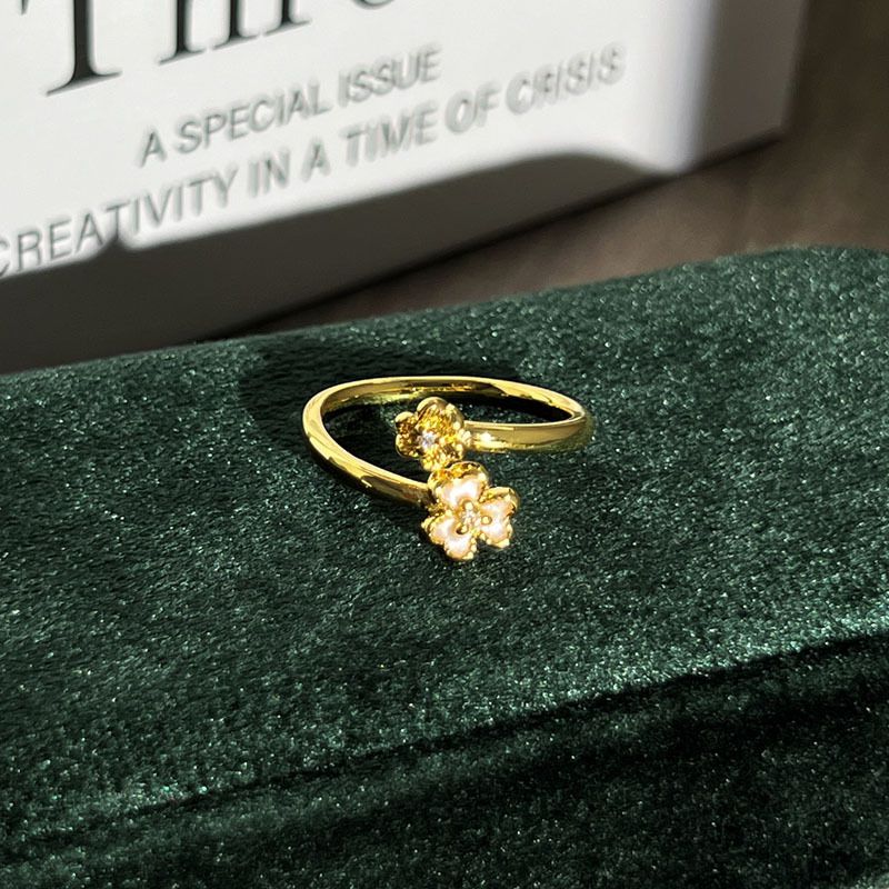 Size 1 Open Ring Copper Drip Flower Ring