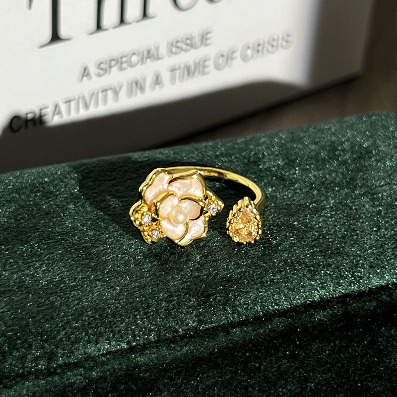 Size 1 Open Ring Copper Drip Flower Ring