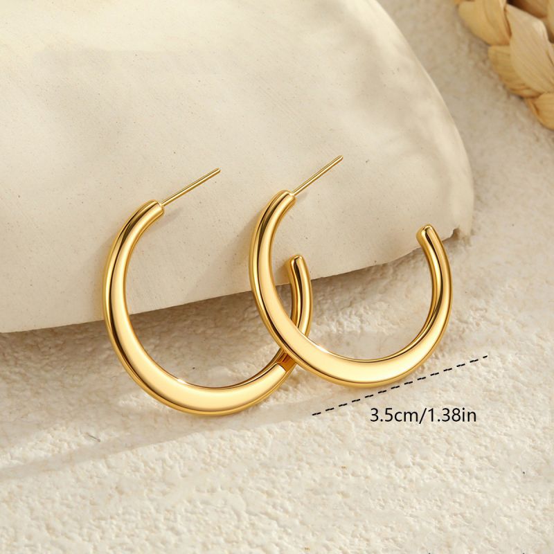 Small Gold Stainless Steel C-shaped Earrings