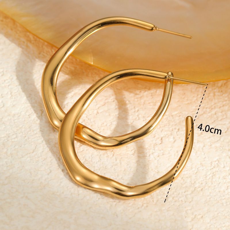 Small Gold Stainless Steel C-shaped Earrings