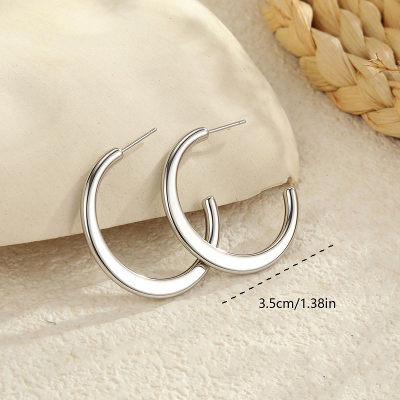 Small Gold Stainless Steel C-shaped Earrings
