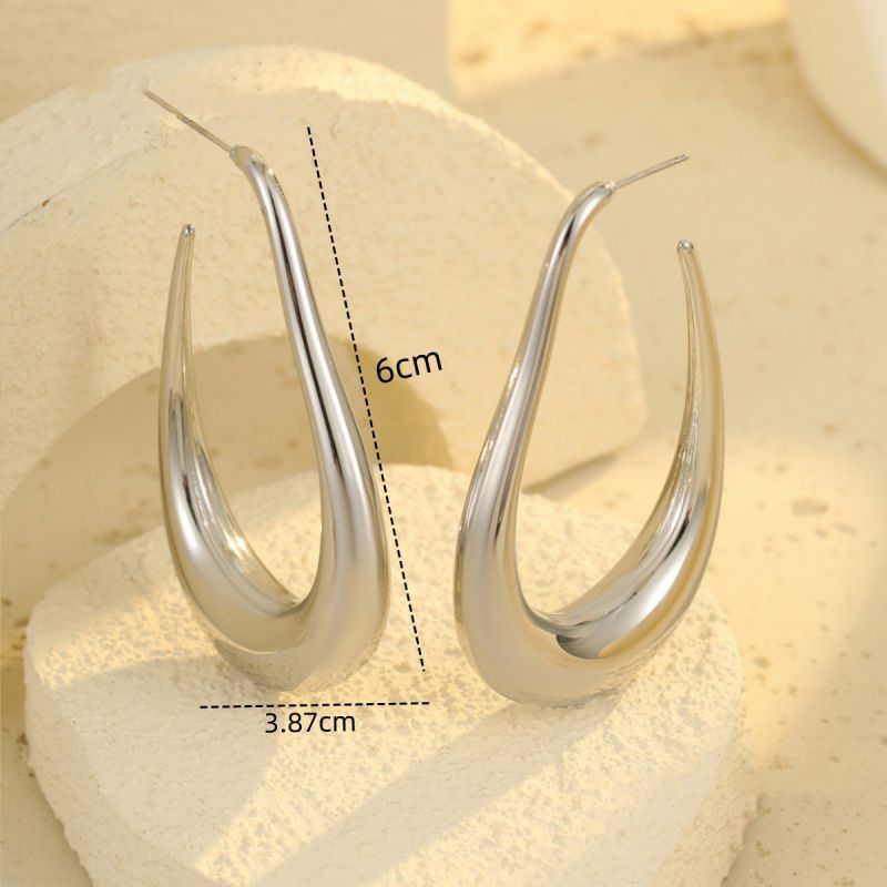 Small Gold Stainless Steel C-shaped Earrings