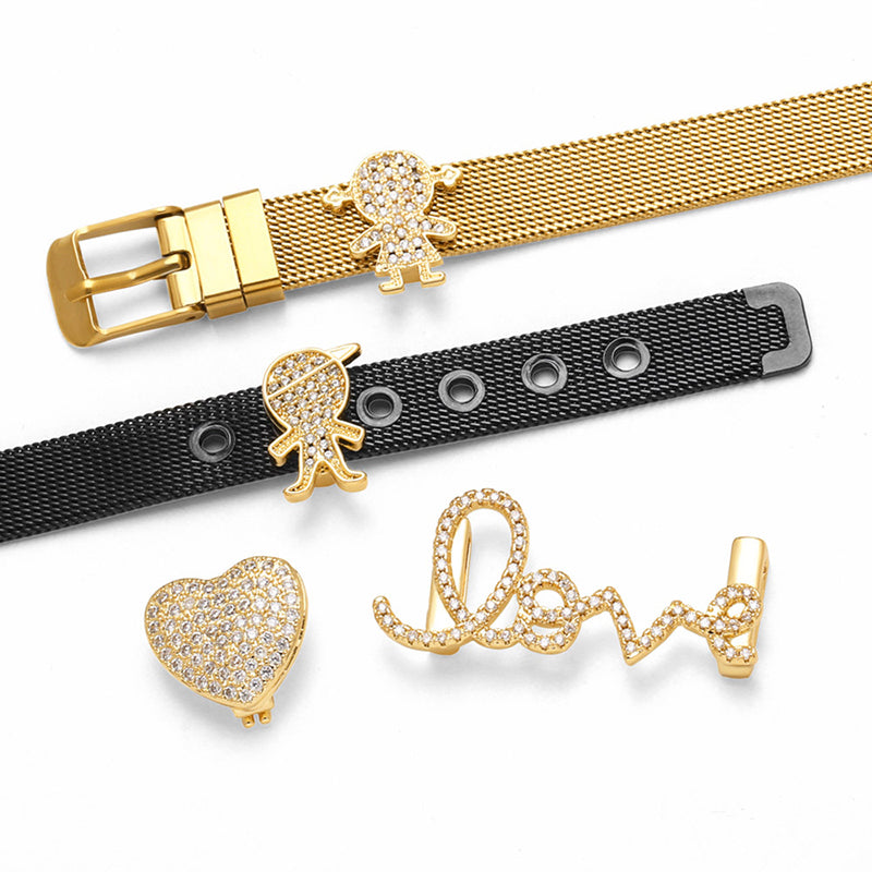 Stainless Steel White K Gold-plated Copper Watch Strap Bracelet