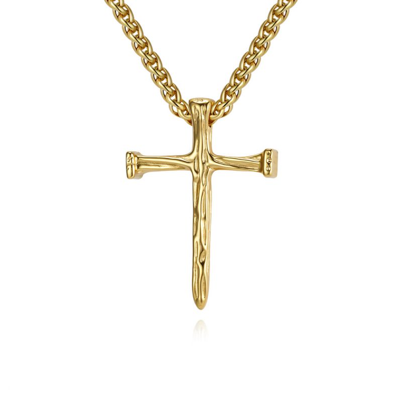 Steel Color + Pl002 Chain 3*60cm Stainless Steel Cross Men's Necklace