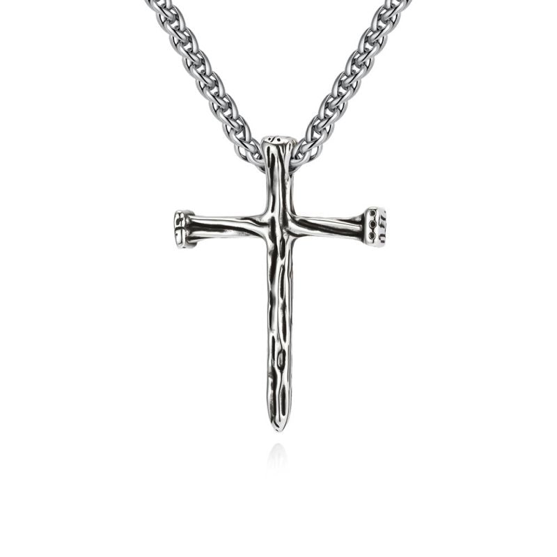 Steel Color + Pl002 Chain 3*60cm Stainless Steel Cross Men's Necklace