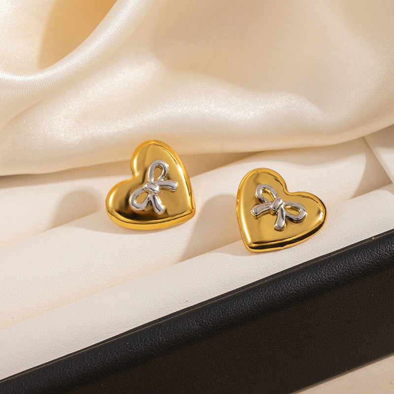 Steel Square Bow Earrings Titanium Steel Square Bow Earrings