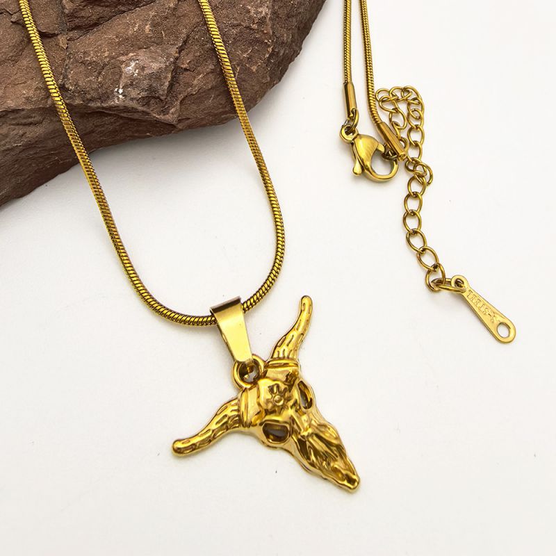 Style 1 Stainless Steel Bull Head Necklace