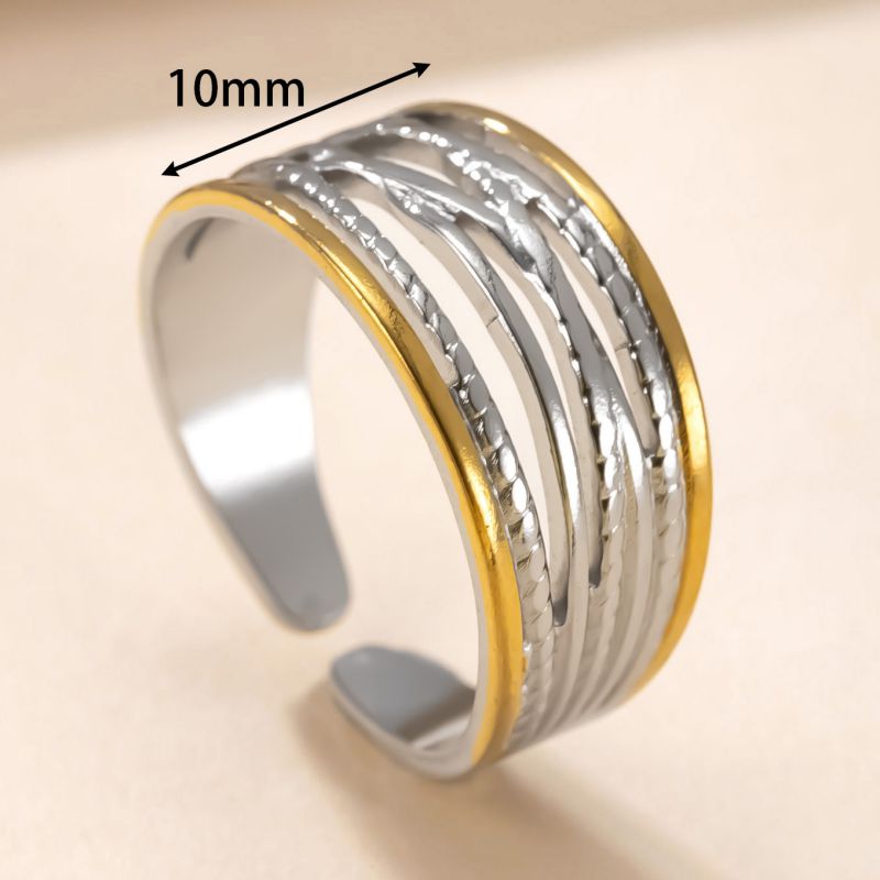 Style A Stainless Steel Two-tone Multi-layer Ring